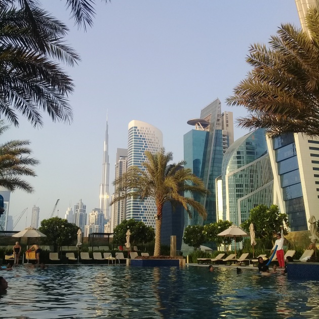 Pool with a view of Burj Khalifa, vinneve
